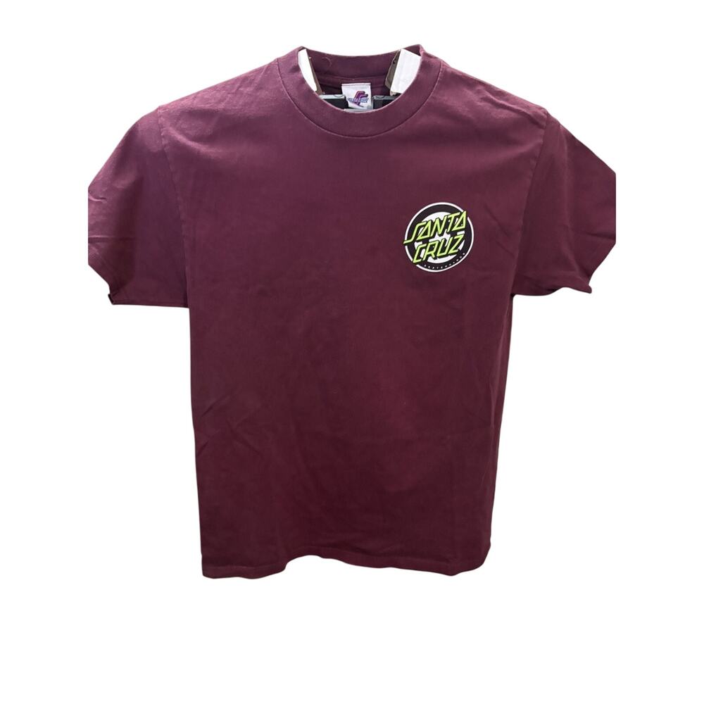 Men’s Short Sleeve Maroon Santa Cruz T-Shirt Size Large
